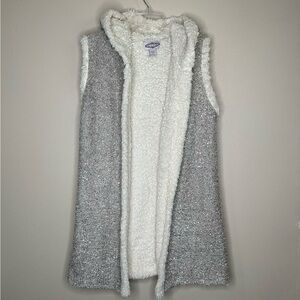 Oliver Woman’s Sherpa Lined Open Hooded Vest - Sparkle‎ Reversible tan Size M